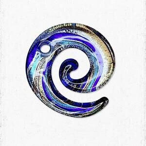 7066. Blue Swirl Art Glass Pendant